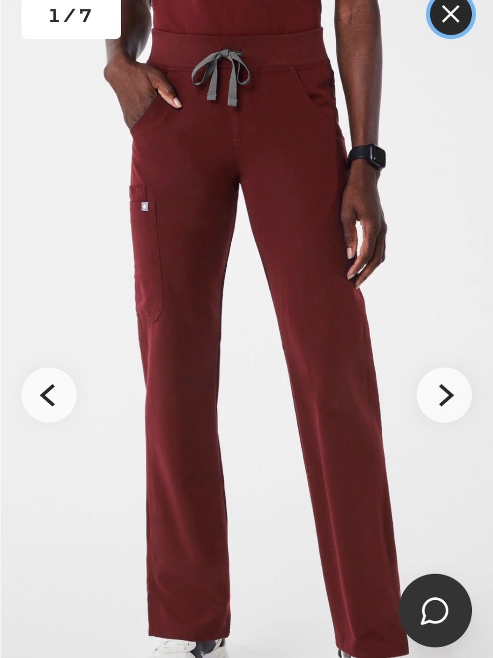 Figs Kade Straight-Leg Scrub Pant. Burgundy. NWT